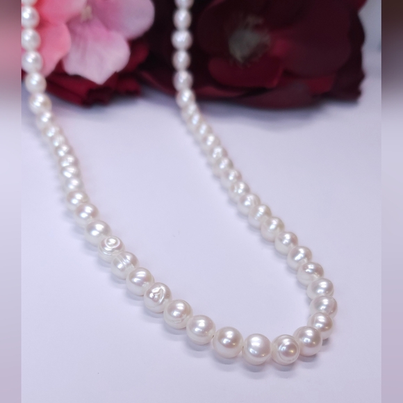 Handmade Genuine Rose Akoya Pearl Necklace Sterling Silver Clasp 16" Choker - Picture 13 of 16
